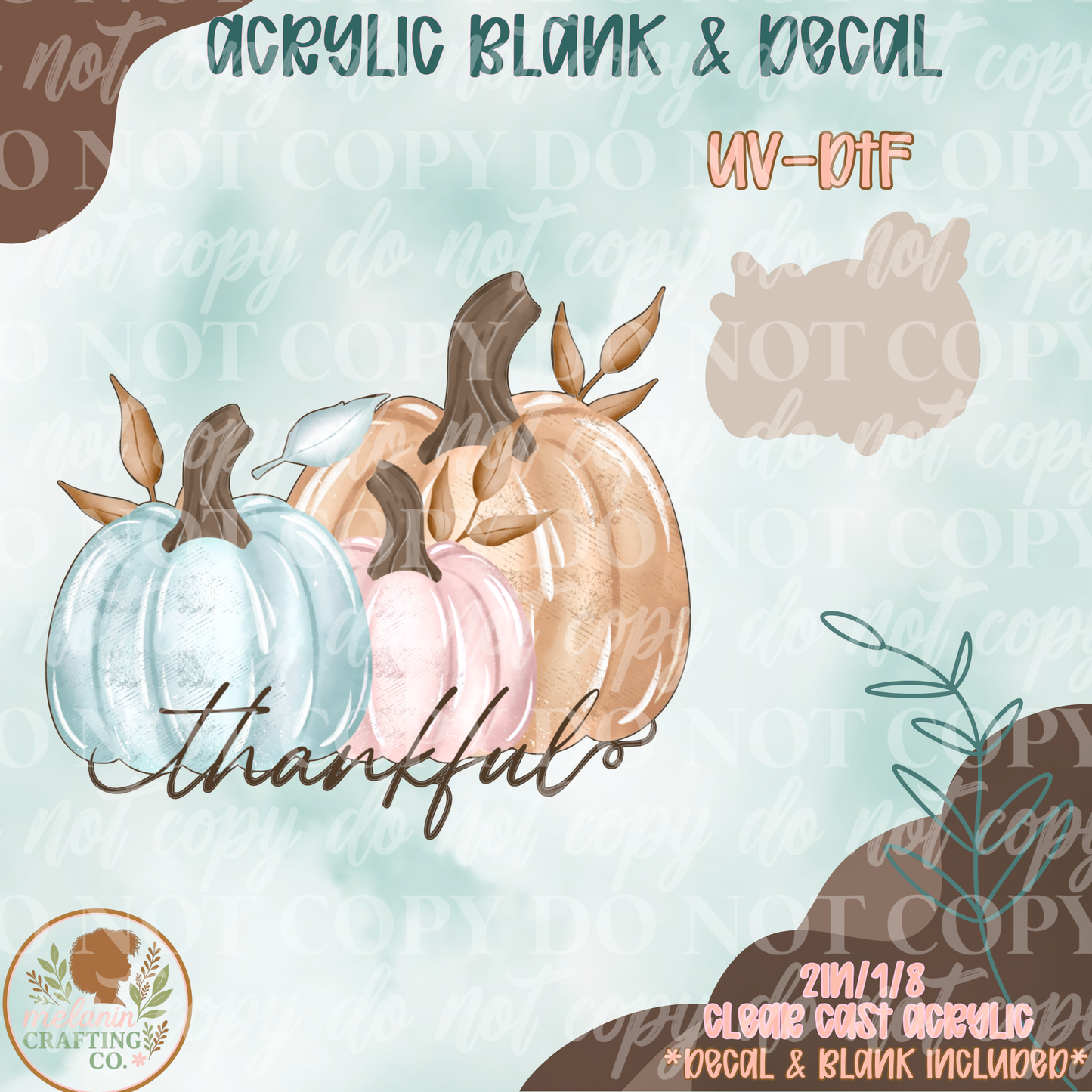 Thankful Pumpkin UV DTF Acrylic Blank Set