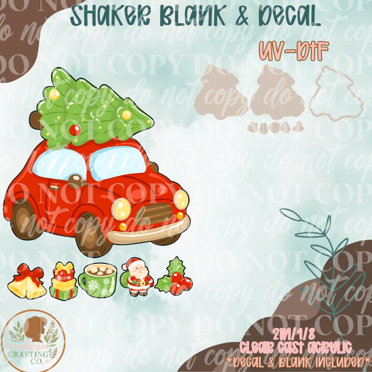 Holly Jolly Car  Acrylic Blank & Shaker Set