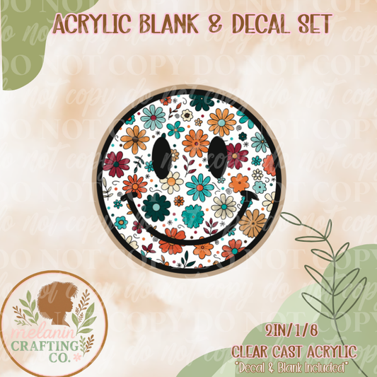 Retro Smiley Face Acrylic Blank & Decal Set