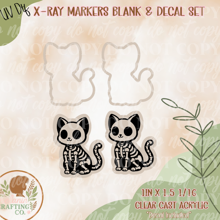Skeleton Cat UV DTF X-Ray Markers (UV Dtf Included)