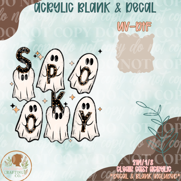Spooky Ghost Stacked UV DTF Acrylic Blank Set