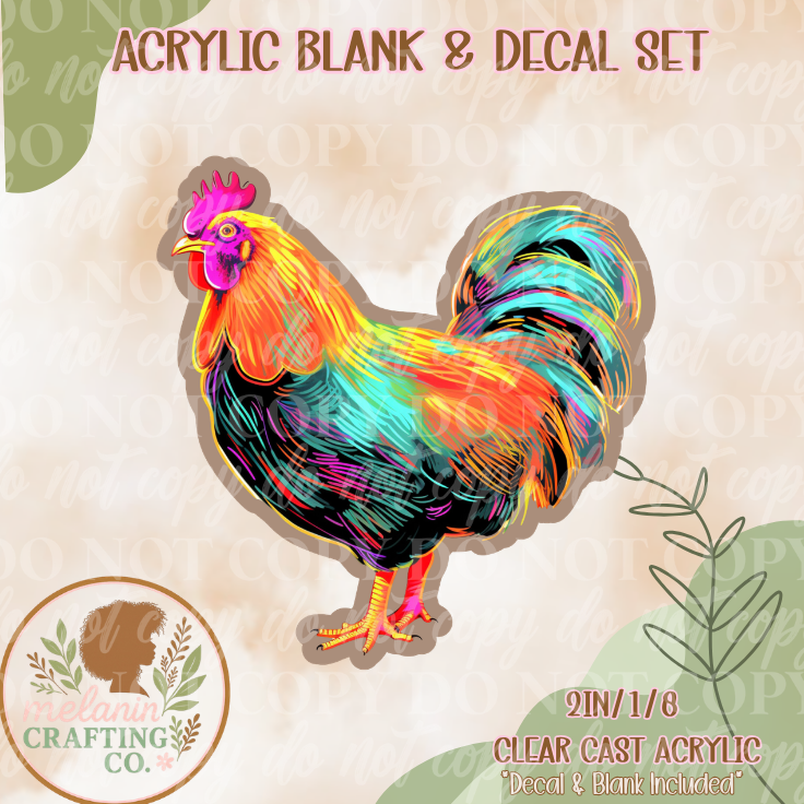 Neon Chicken Acrylic Blank & Decal Set
