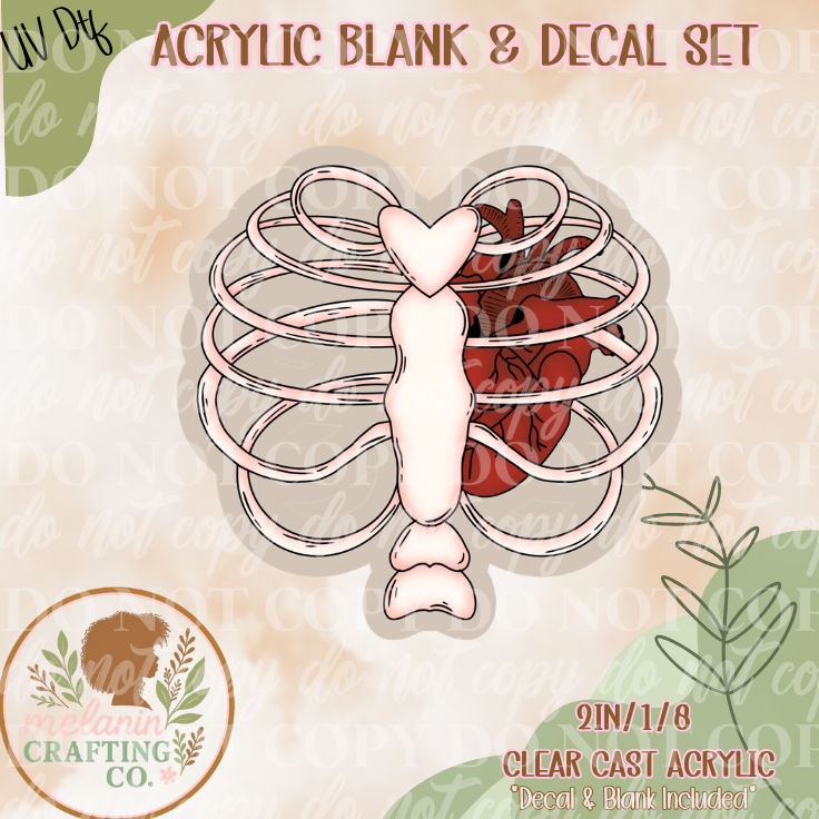 Heart Rib Cage UV DTF Acrylic Blank Set