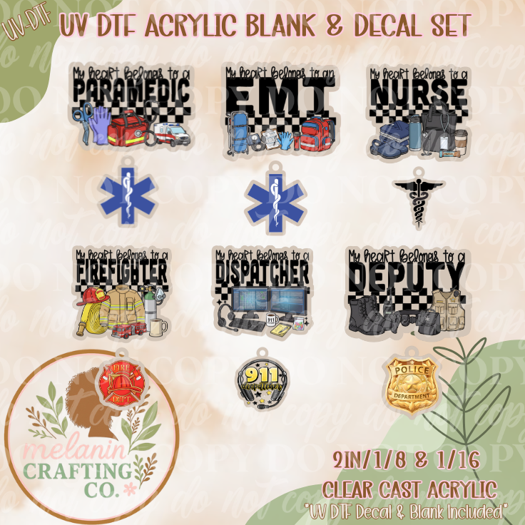 My Heart Belongs To UV Dtf Acrylic Blank Set (Charm Included)