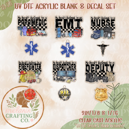 My Heart Belongs To UV Dtf Acrylic Blank Set (Charm Included)