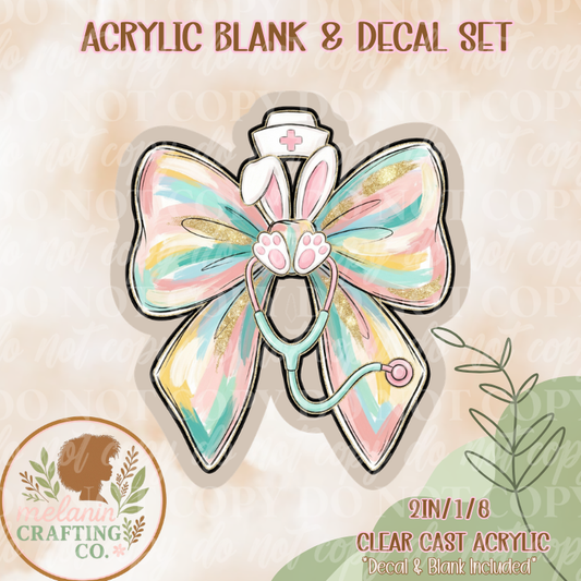 Bunny Easter Stethscope Acrylic Blank & Decal Set