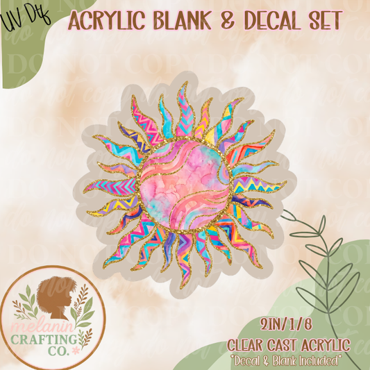 Boho Colorful Sun UV DTF Acrylic Blank Set