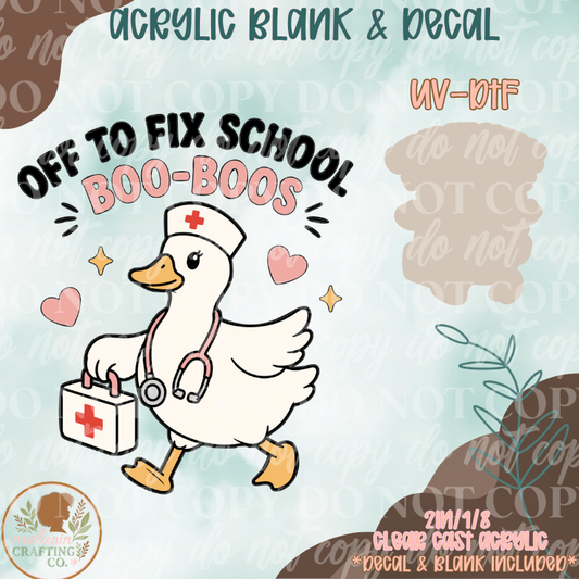 School Nurse Duck UV DTF Acrylic Blank Set