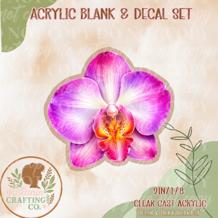 Tropical Orchid Flower Acrylic Blank & Decal Set