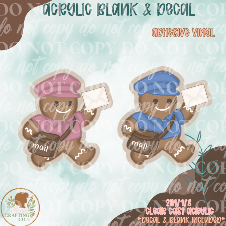 Gingerbread Mail Carrier Acrylic Blank & Decal Set