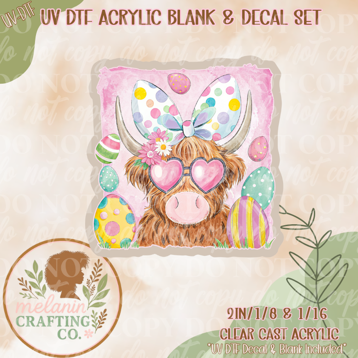 Cool Highland Cow UV DTF Acrylic Blank Set