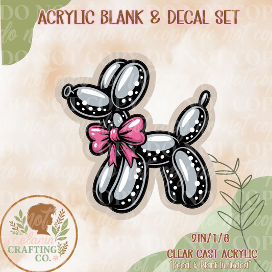 Black Polka Balloon Dog Acrylic Blank & Decal Set