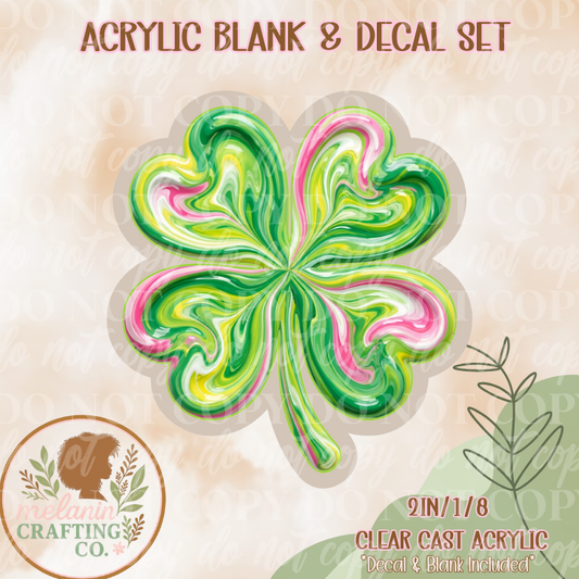St. Patty Heart Brushstroke Acrylic Blank & Decal Set