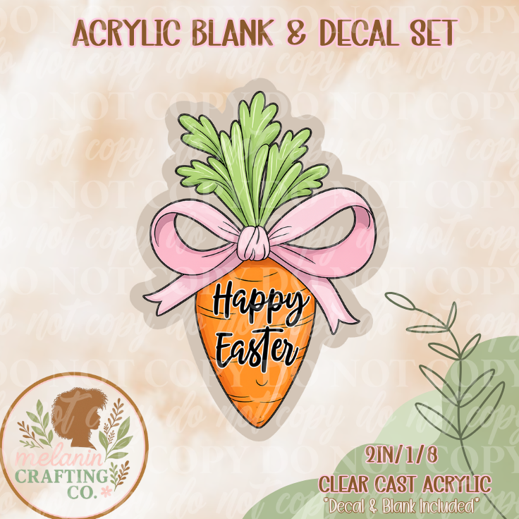 Easter Bow Carrot Acrylic Blank & Decal Set