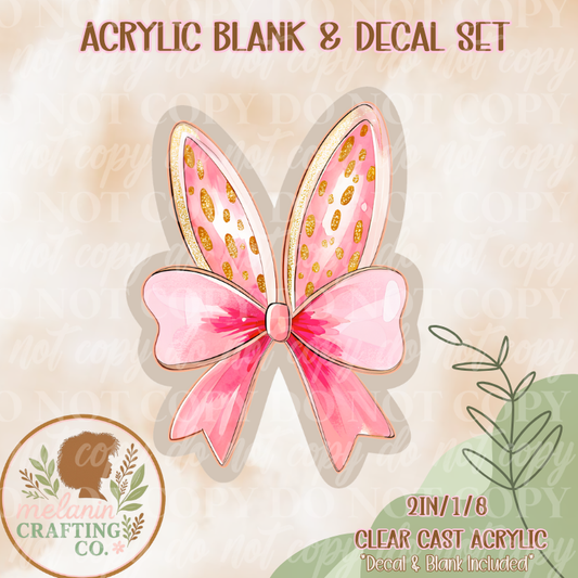 Glitter Easter Bunny Coquette Acrylic Blank & Decal Set