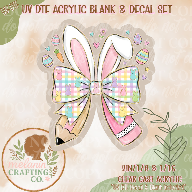 Peep Teacher Bow UV DTF Acrylic Blank Set