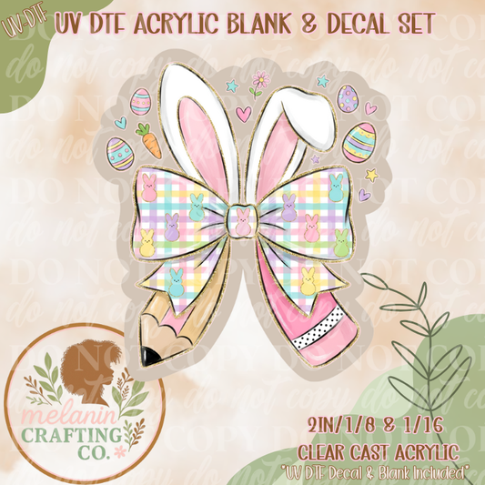 Peep Teacher Bow UV DTF Acrylic Blank Set