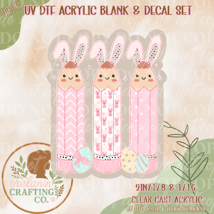 Teacher Easter Pencil UV DTF Acrylic Blank Set