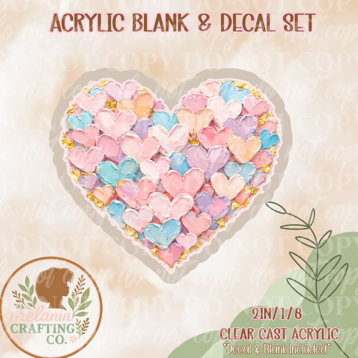 Easter Brushstroke Heart Acrylic Blank & Decal Set