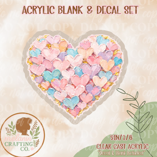 Easter Brushstroke Heart Acrylic Blank & Decal Set