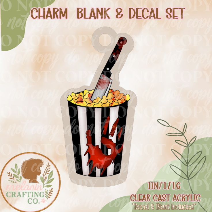 Horror Movie Addict Charm & Decal Set
