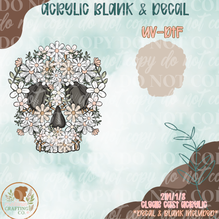 Floral Skeleton Skull UV DTF Acrylic Blank Set