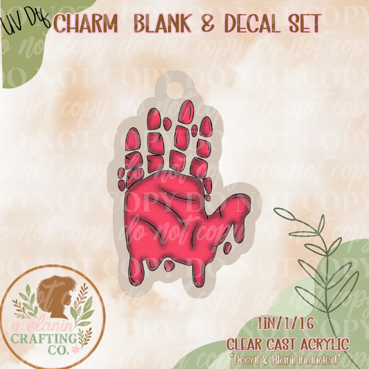 Bloody Hand Charm UV DTF Charm & Decal Set