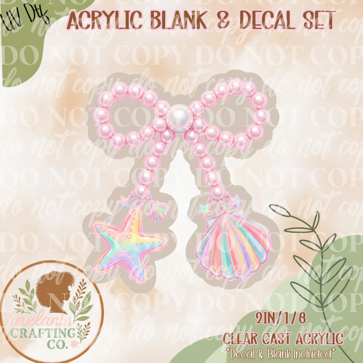 Clam Pearl BowUV Dtf Acrylic Blank Set