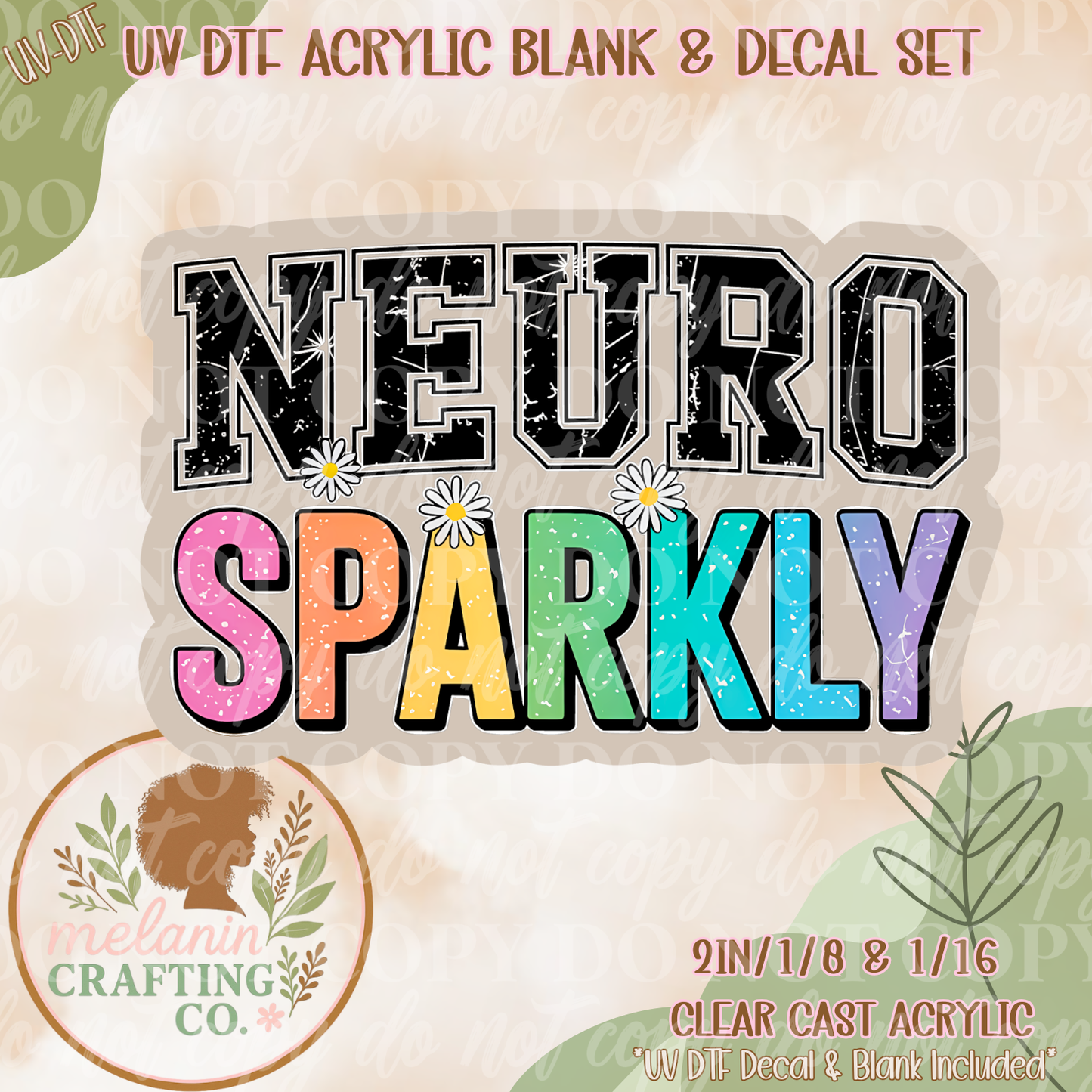 Neuro Sparkly  UV DTF Acrylic Blank Set