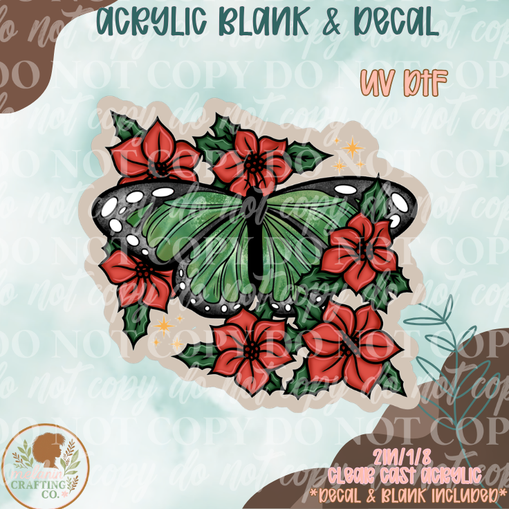 Christmas Butterfly UV DTF Acrylic Blank Set