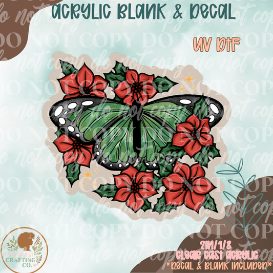 Christmas Butterfly UV DTF Acrylic Blank Set