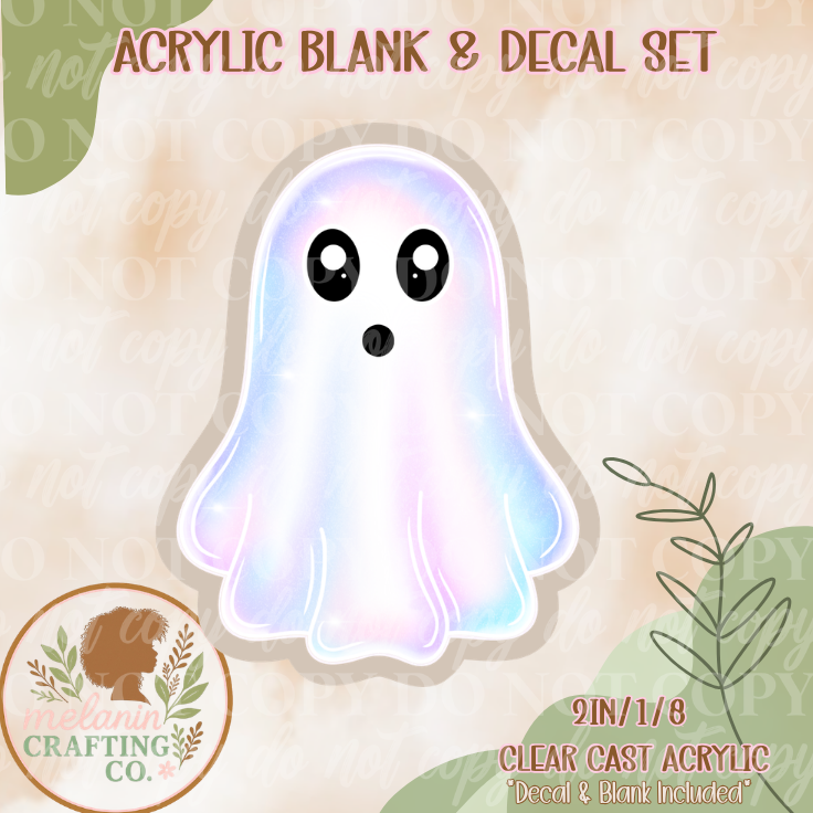 Iridescent Ghost Acrylic Blank & Decal Set