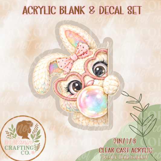 Bubblegum Easter Bunny Acrylic Blank & Decal Set