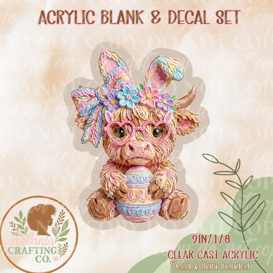 Flower Crown Moo Acrylic Blank & Decal Set