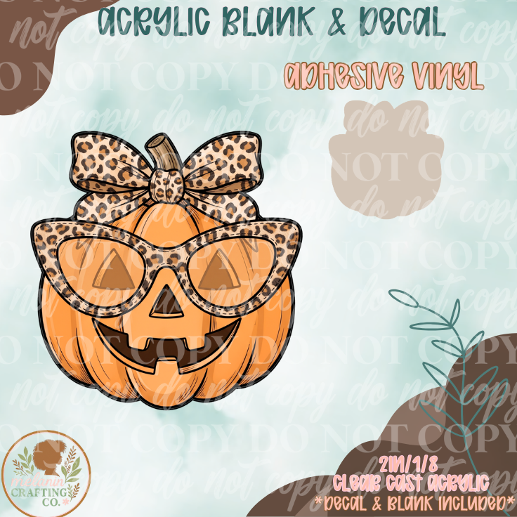Leopard Pumpkin Halloween Acrylic Blank & Decal Set
