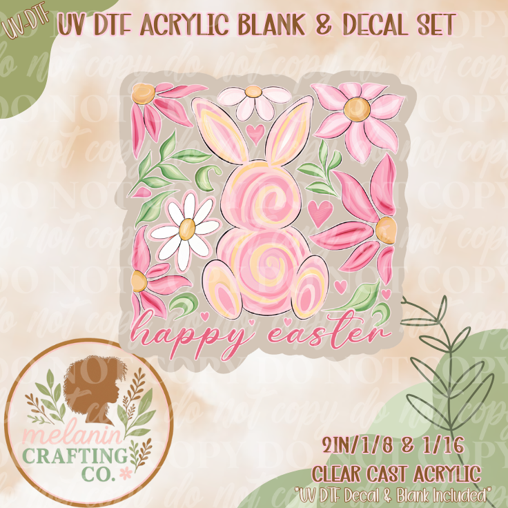 Happy Easter Floral UV DTF Acrylic Blank Set