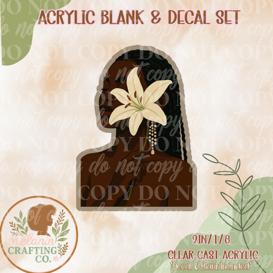 Floral Melanin Acrylic Blank & Decal Set