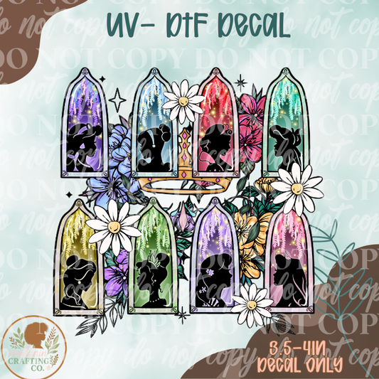 Floral Window Princess UV Dtf Decal Only