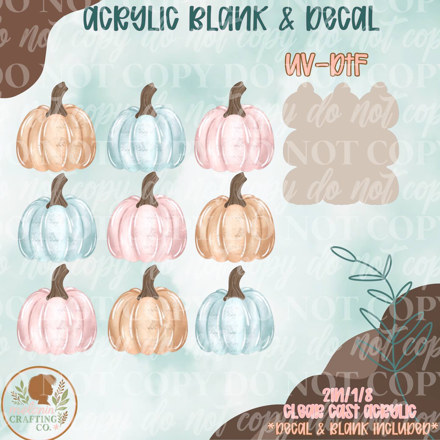 Pastel Pumpkin Grid UV DTF Acrylic Blank Set