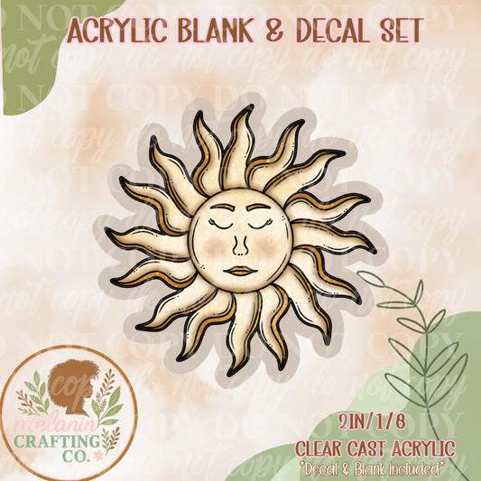 Sun Face Acrylic Blank & Decal Set