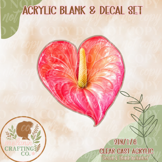 Tropical Anthurium Flower Acrylic Blank & Decal Set