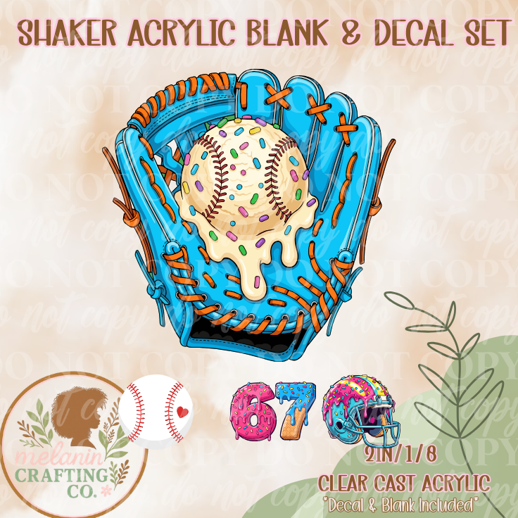 Baseball Glove Acrylic Blank & Shaker Set