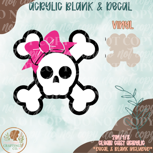 Skull With Bow Acrylic Blank & Decal Set