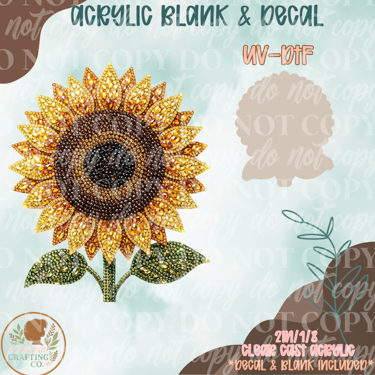 Rhinestone Sunflower UV DTF Acrylic Blank Set