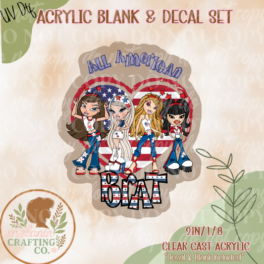 All American Doll UV Dtf Acrylic Blank Set