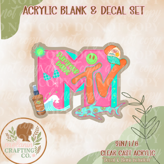 Summer Babe Acrylic Blank & Decal Set