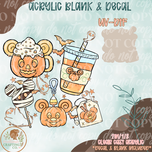 Spooky Mouse UV DTF Acrylic Blank Set