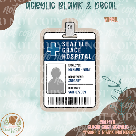 Seattle Hospital Acrylic Blank & Decal Set