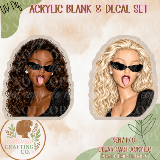Tongue Out Barb UV DTF Acrylic Blank Set