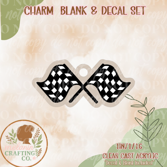 Checkered Flag UV DTF Charm & Decal Set